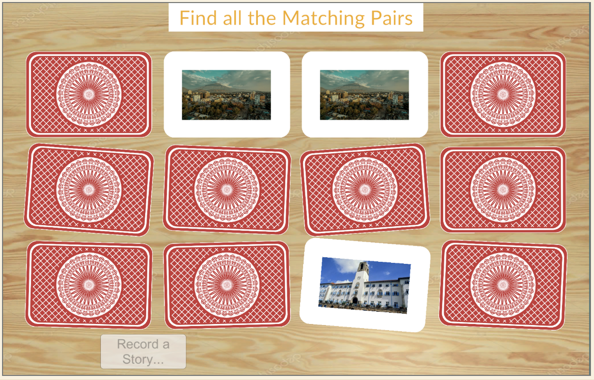 Matching game generated from a personal memory